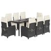 vidaXL Set da Pranzo da Giardino 9 pz con Cuscini Nero in Polyrattan