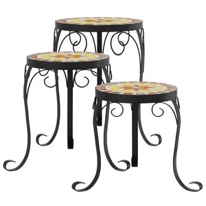 vidaXL Supporti per Piante 3 pz Terracotta e Bianco in Ceramica