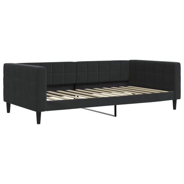 vidaXL Divano Letto Estraibile con Cassetti Nero 100x200 cm in Velluto