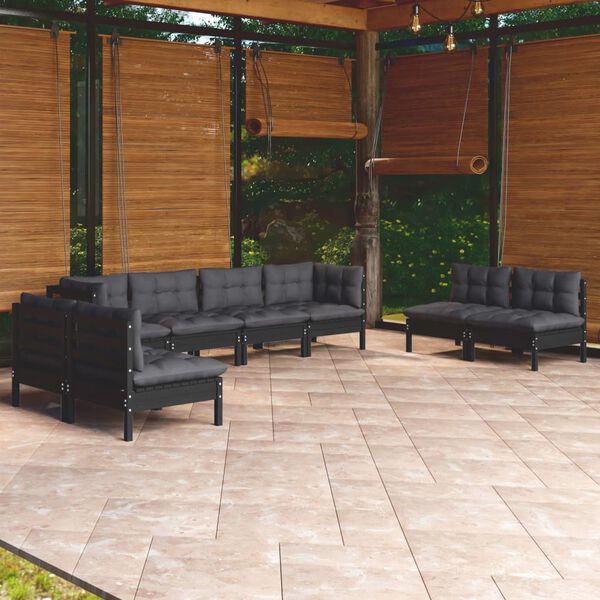 vidaXL Set Salotto Giardino con Cuscini 9 pz in Legno Massello di Pino