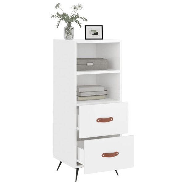 vidaXL Credenza Bianco Lucido 34,5x34x90 cm in Legno Multistrato