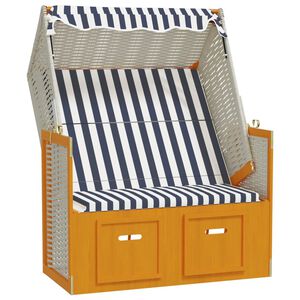 vidaXL Strandkorb con Tettoia Polyrattan e Legno Massello Bianco e Blu