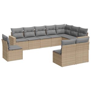 vidaXL Set Divano da Giardino 10 pz con Cuscini Beige in Polyrattan