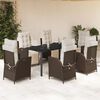 vidaXL Set da Pranzo da Giardino 7pz con Cuscini in Polyrattan Marrone