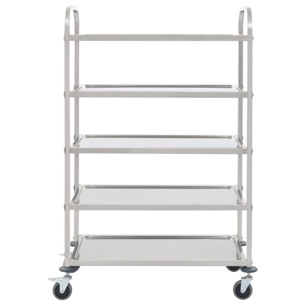 vidaXL Carrello da Cucina a 5 Livelli 107x55x147 cm in Acciaio Inox