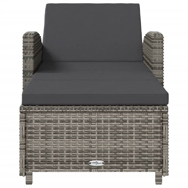 vidaXL Lettino Prendisole con Cuscino Grigio Scuro Polyrattan Grigio