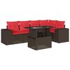 vidaXL Set Divani da Giardino 6 pz con Cuscini Marrone in Polyrattan