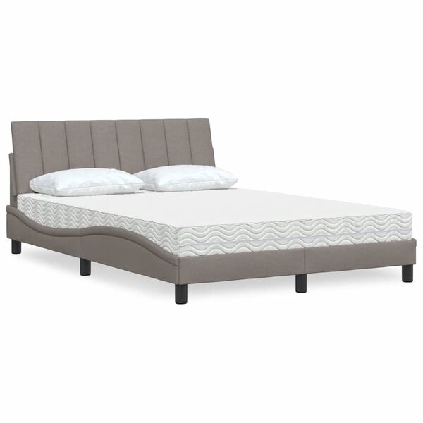 vidaXL Letto con Materasso Hanko Tortora 120x200 cm in Tessuto