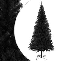 vidaXL Albero di Natale Artificiale Sottile con Base Nero 210 cm PVC