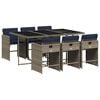 vidaXL Set da pranzo da giardino da 7 pz con Cuscini in Polyrattan Grigio