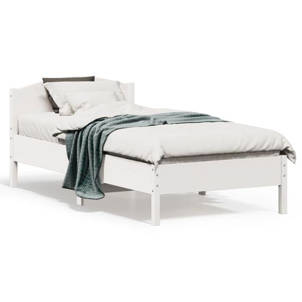 vidaXL Letto senza Materasso Bianco 75x190 in Legno Massello di Pino