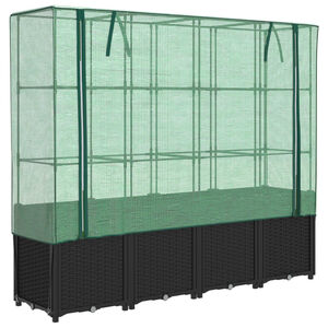 vidaXL Letto rialzato con copertura per serra effetto rattan 160x40x153 cm
