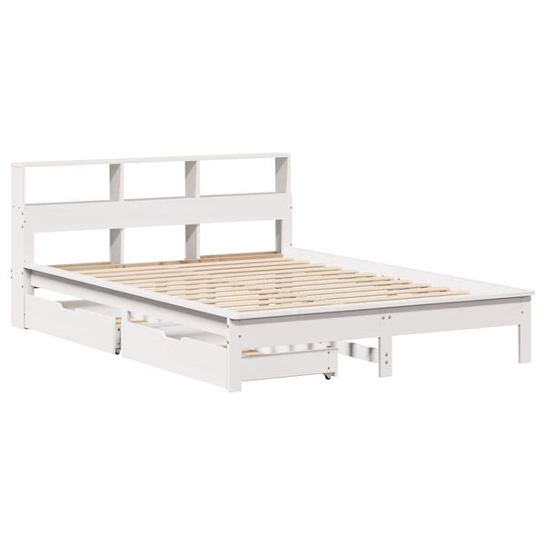 vidaXL Letto Libreria senza Materasso Bianco 140x190 cm Legno di Pino