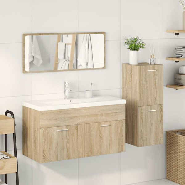 vidaXL Set Mobili da Bagno 4 pz Rovere Sonoma in Legno Multistrato