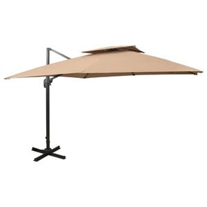 vidaXL Ombrellone da giardino a sbalzo con doppio piano 300x300 cm tortora