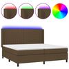 vidaXL Letto a Molle Materasso e LED Marronescuro 200x200cm in Tessuto