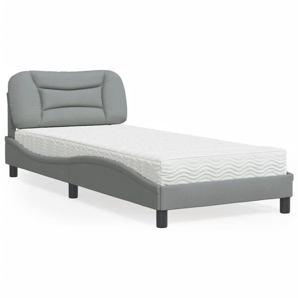 vidaXL Letto con Materasso Hvar Grigio Chiaro 80x200 cm in Tessuto