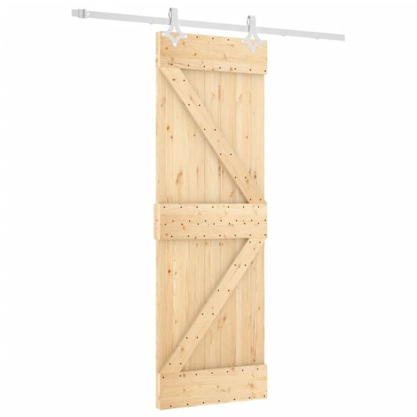 vidaXL Porta Scorrevole con Set Hardware 70x210 cm Legno Massello Pino