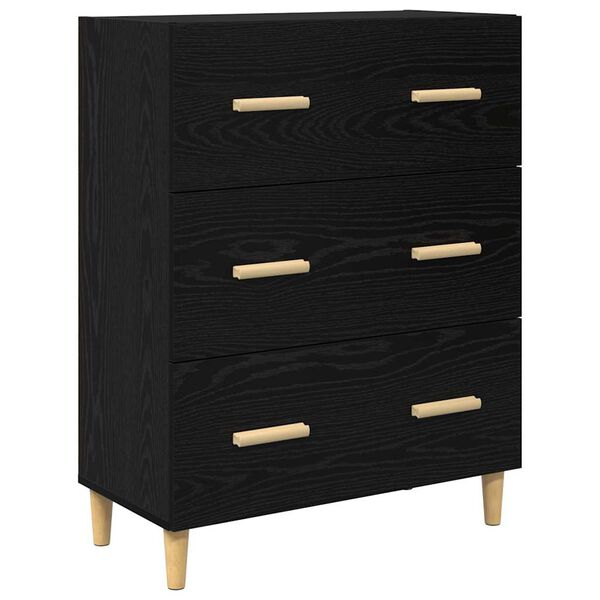 vidaXL Credenza Rovere Nero 69,5 x 34 x 90 cm Legno multistrato