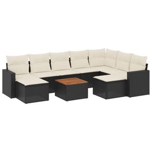 vidaXL Set Divani da Giardino 10pz con Cuscini in Polyrattan Nero