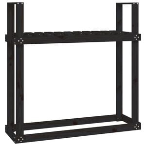 vidaXL Portalegna Nero 110x35x108,5 cm in Legno Massello di Pino