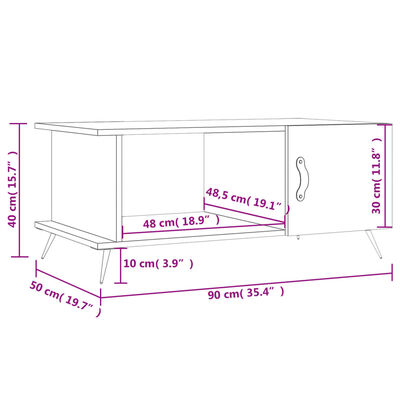 vidaXL Tavolino da Salotto Grigio Sonoma 90x50x40 cm Legno Multistrato