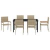 vidaXL Set da Pranzo per Giardino con cuscino 7 pcs Beige polyrattan