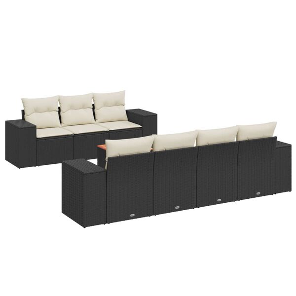 vidaXL Set Divani da Giardino con Cuscini 8 pz Nero in Polyrattan