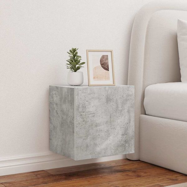 vidaXL Mobili TV a Parete con Luci LED 2pz Grigio Cemento 40,5x35x40cm