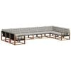 vidaXL Set di divani da esterno 10 pz Grigio Naturale e Chiaro