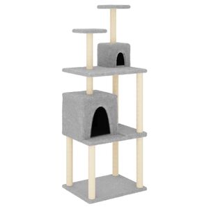 vidaXL Albero per Gatti con Tiragraffi in Sisal Grigio Chiaro 167 cm
