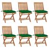 vidaXL Sedie pieghevoli con cuscini, 6 pezzi, in legno massello di teak.