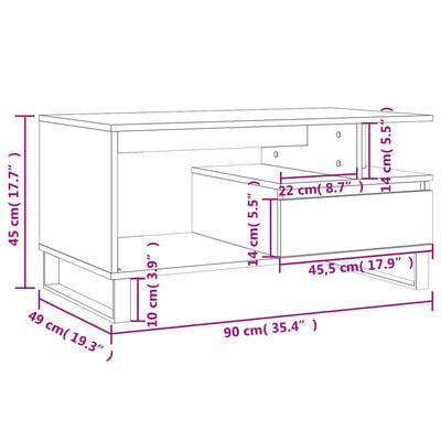 vidaXL Tavolino da Salotto Nero 90x49x45 cm in Legno Multistrato