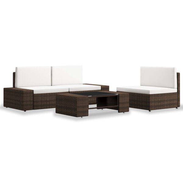 vidaXL Set Divani da Giardino 4 pz in Polyrattan Marrone