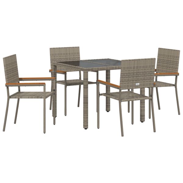 vidaXL Set da Pranzo per Giardino 5 pcs Grigio polyrattan