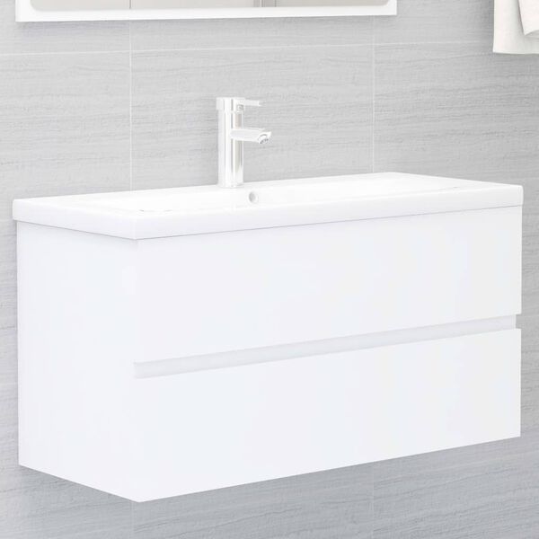 vidaXL Mobile con Lavabo Integrato Bianco in Legno Multistrato