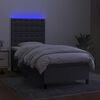 vidaXL Letto a Molle Materasso e LED Grigio Scuro 90x190 cm in Tessuto