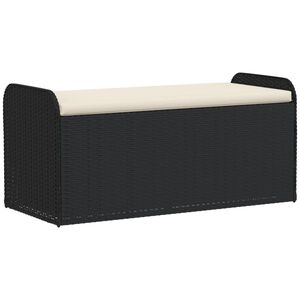 vidaXL Cassapanca con Cuscino Nera 115x51x52 cm in Polyrattan