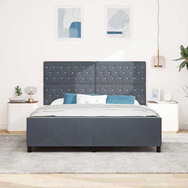 vidaXL Letto a molle con testiera Grigio scuro 180 x 200 cm Velluto