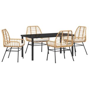 vidaXL Set da Pranzo per Giardino 5 pcs Marrone polyrattan