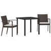 vidaXL Set da Pranzo per Giardino 3 pz Marrone e Nero Rattan in PE