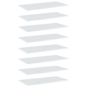 vidaXL Ripiani per Libreria 8pz Bianco Lucido 80x40x1,5cm Multistrato