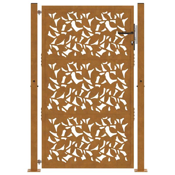 vidaXL Cancello da giardino 100x150 cm in acciaio corten con design a foglia