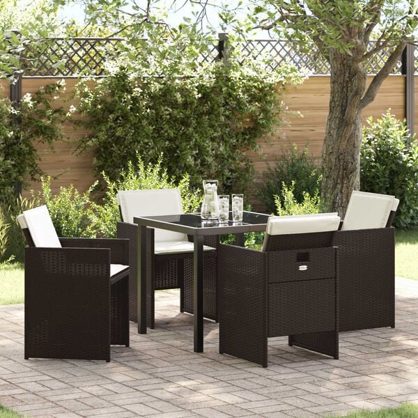 vidaXL Set da Pranzo per Giardino 5 pcs Marrone polyrattan