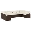 vidaXL Set Divani da Giardino 10pz con Cuscini in Polyrattan Marrone