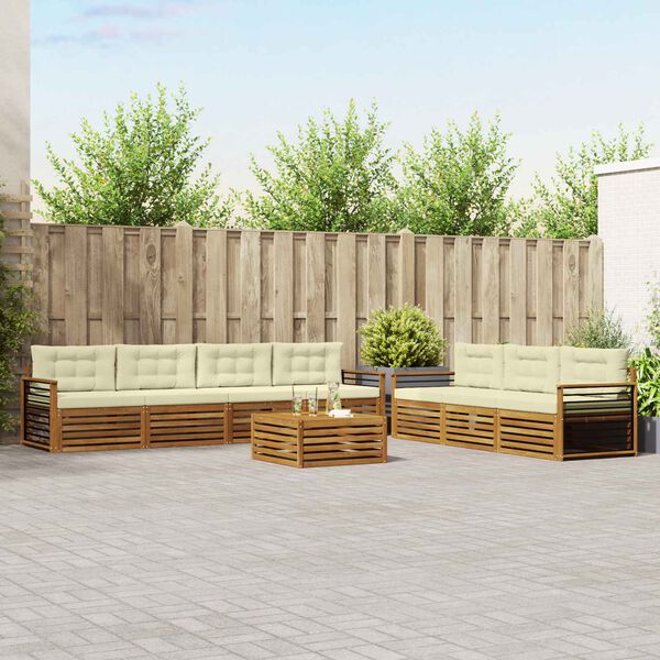 vidaXL Set di divani da esterno con cuscino 8 pcs Naturale e Crema