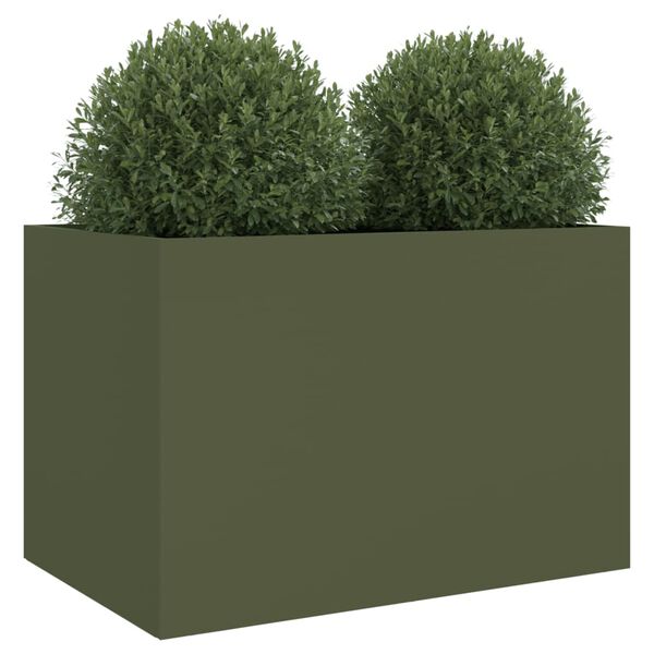 vidaXL Fioriera Verde Oliva 62x30x29 cm in Acciaio