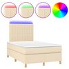 vidaXL Letto a Molle con Materasso e LED Crema 120x200cm in Tessuto