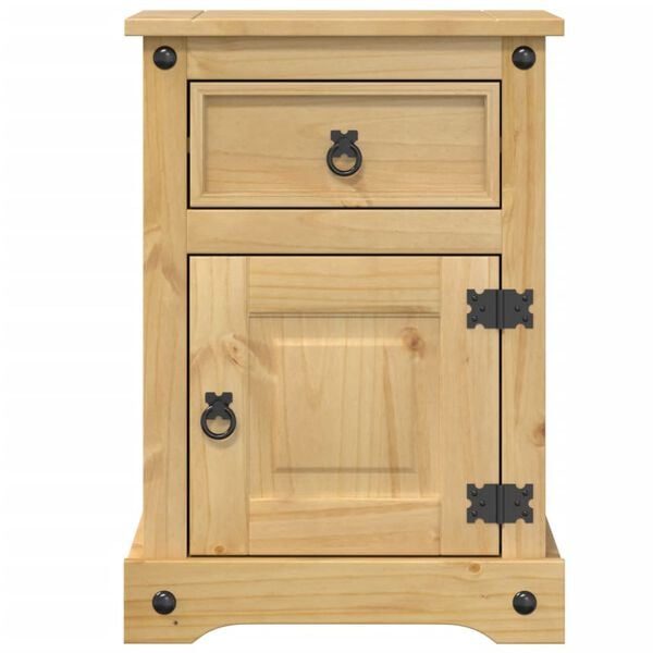 vidaXL Comodino Corona 45x35x64 cm in Legno Massello di Pino