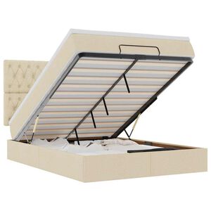 vidaXL Struttura Letto Pouf con Materasso Crema 140x200 cm in Tessuto